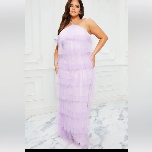 Fashion Nova | Dresses | Nwt Lavender Tulle Layered Maxi Dress Plus |  Poshmark
